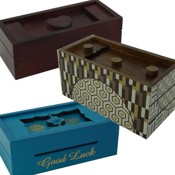 set of 3 chinese puzzle boxes