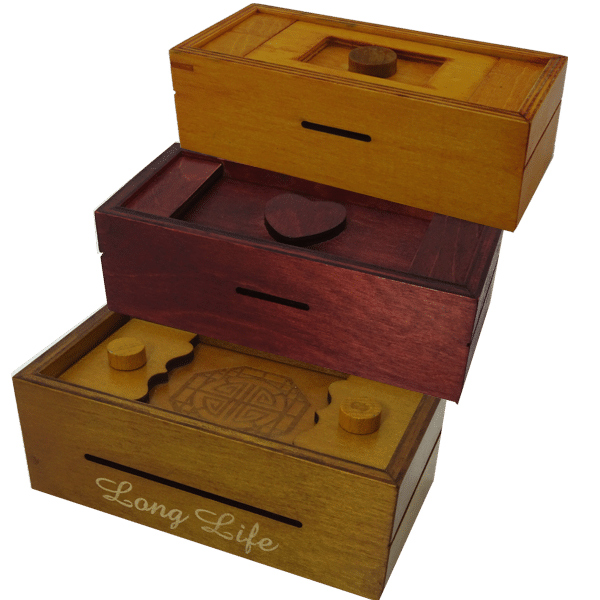 set of Chinese puzzle boxes