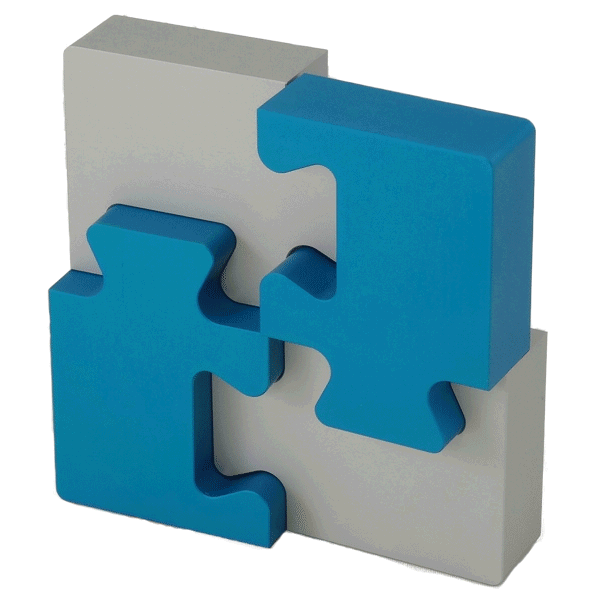 4 piece Aluminium Jigsaw put together puzzle
