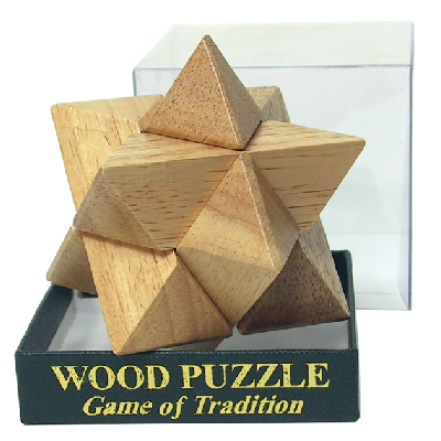 Wooden star puzzle in box