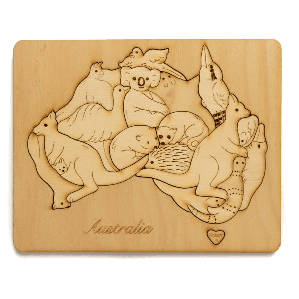 Wooden Crafts australian animals map