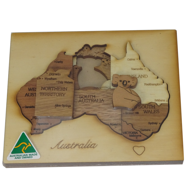 Native Australian Animals & States - Double layer Mixed Timbers