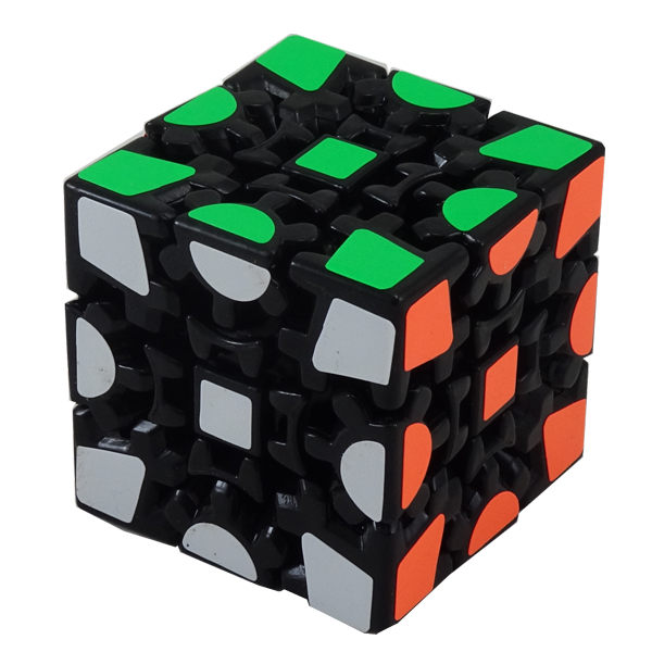Gear Cube smooth turning twisty puzzle-Black Background - with Stickers 