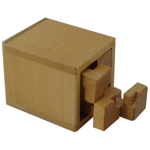 Indent interlocking packing puzzle in a cube