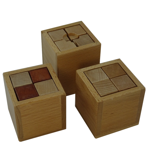 Set of 3 different multiple move interlocking puzzles 