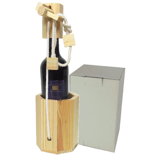 Wooden Wine bottle holder puzzle with packaging