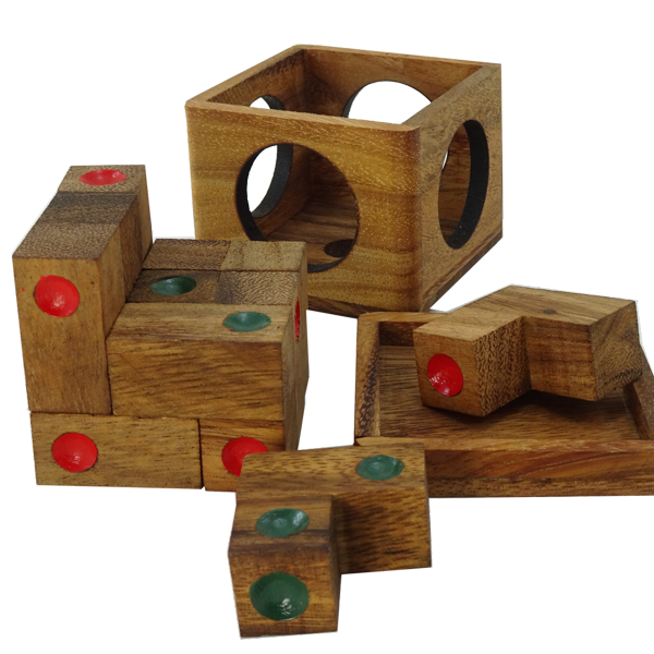 NEW Wood Puzzle Brain Teaser Noggin Busters DICE GIFT BOX TETROMINOES 