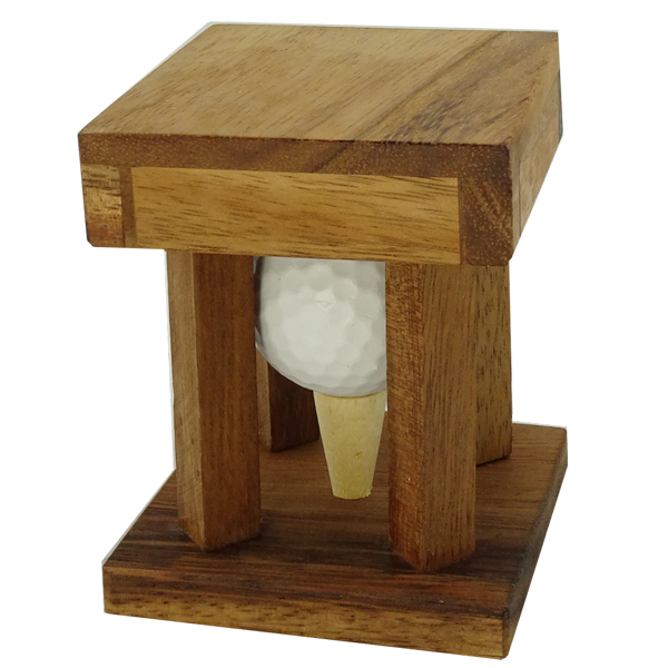 Caged golf ball puzzle