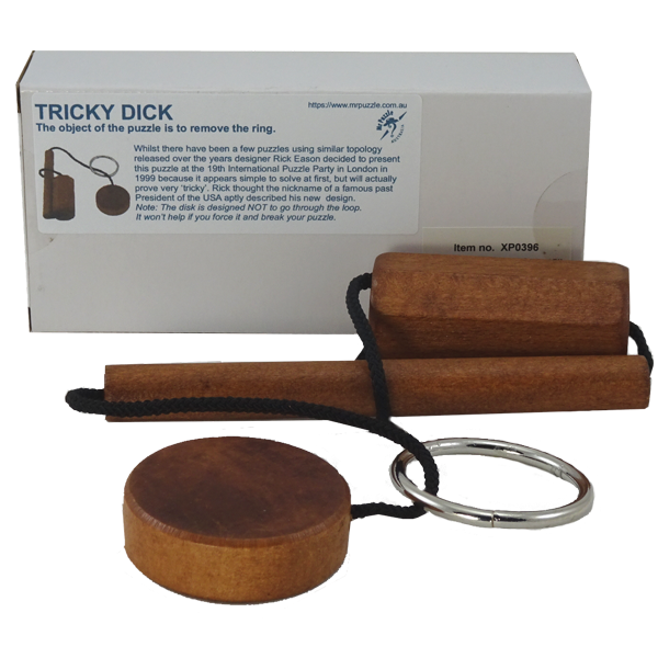 Tricky Dick very hard wood and rope puzzle with box