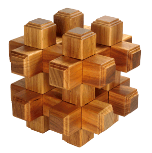 An award winning 12 piece interlocking wooden burr designed by Junichi Yananose and made by Brian Young at Mr Puzzle.