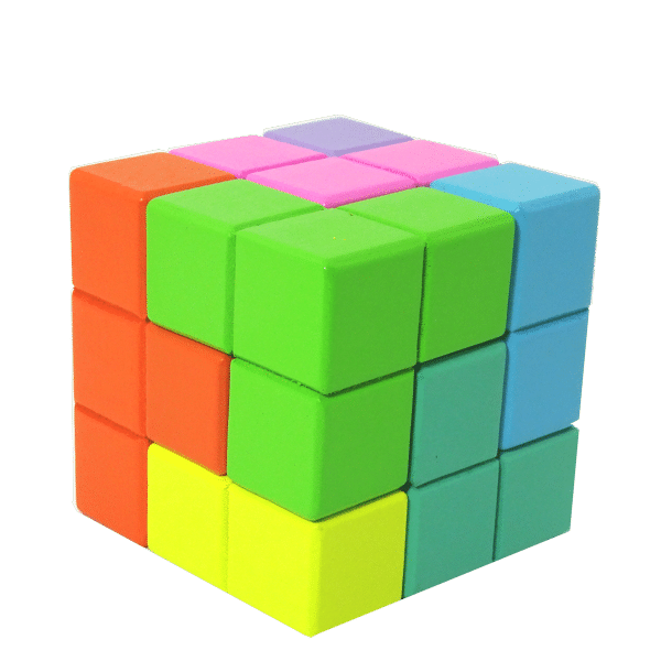 Soma Cube coloured wooden block puzzle