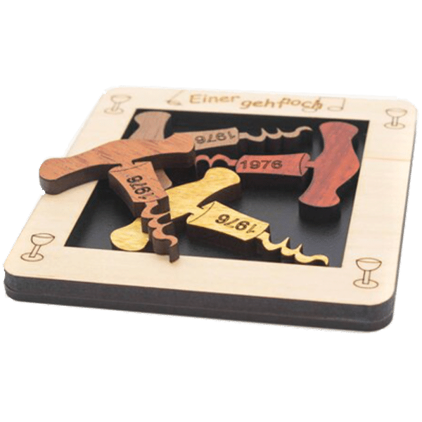 Corkscrew wooden puzzle
