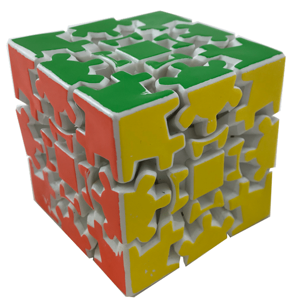 Gear Cube smooth turning twisty puzzle-White Background - Stickerless