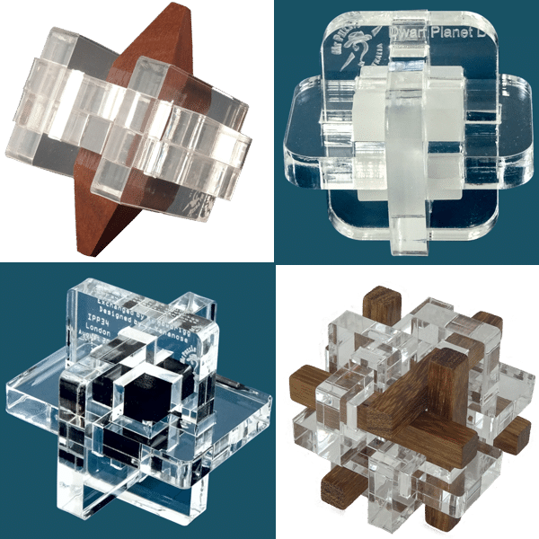 Set of 4 interlocking Burrs by Mr Puzzle Austraia