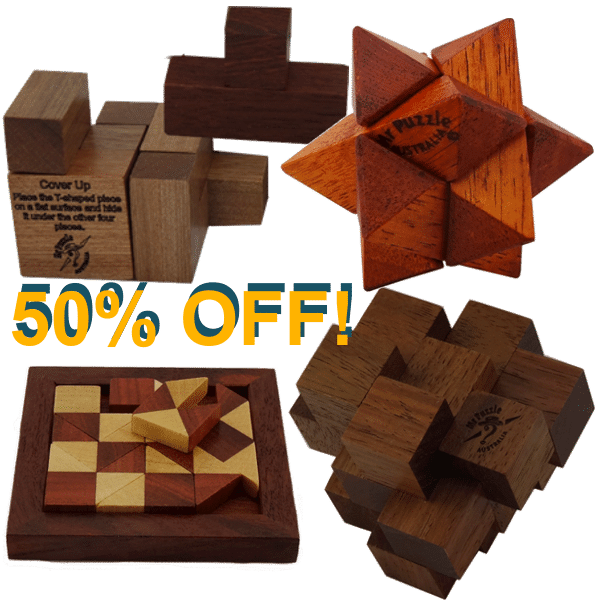 Set of 4 Mr Puzzle wooden Puzzles